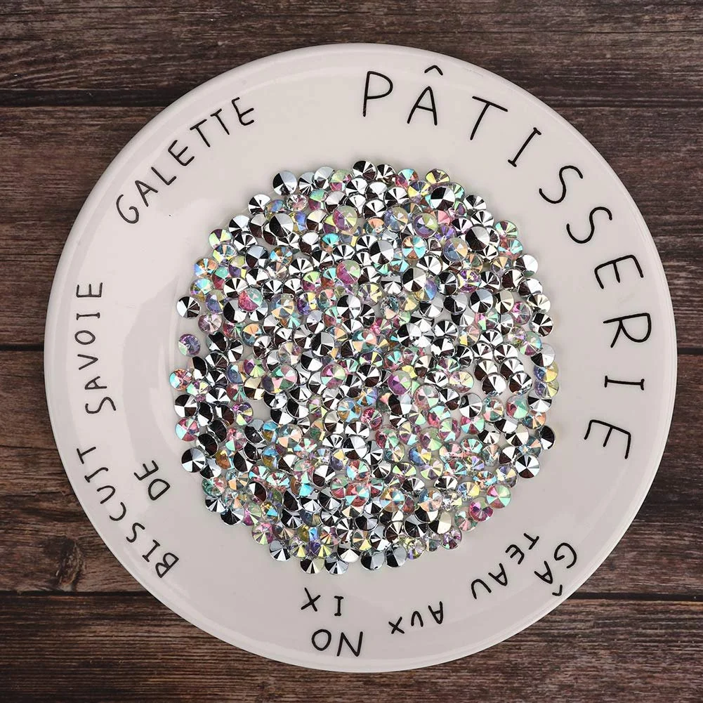 Стрази акрилові 8мм 1000 шт AB Кольорові, фото №4