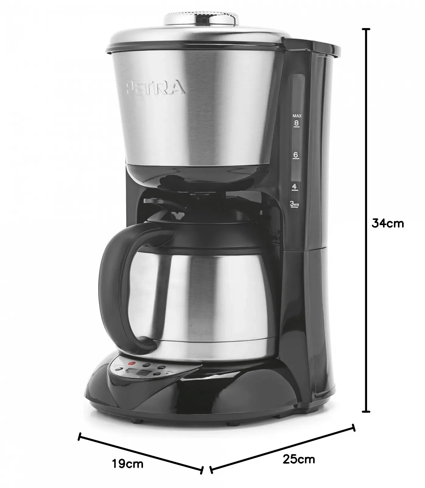 Фильтр-кофеварка Petra PT6162VDE 1 л с кувшином из нержавеющей стали цифровая 800 Вт, фото №9