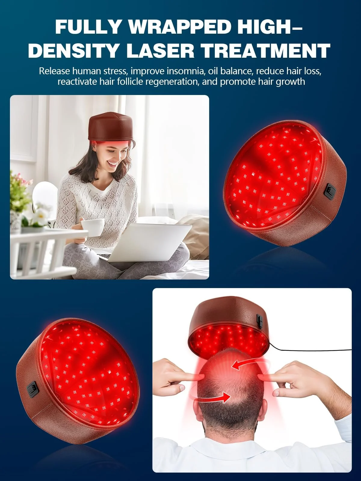 Шолом для росту волосся з лазерною терапією, Шолом для відновлення волосся червоним світлом, фото №6