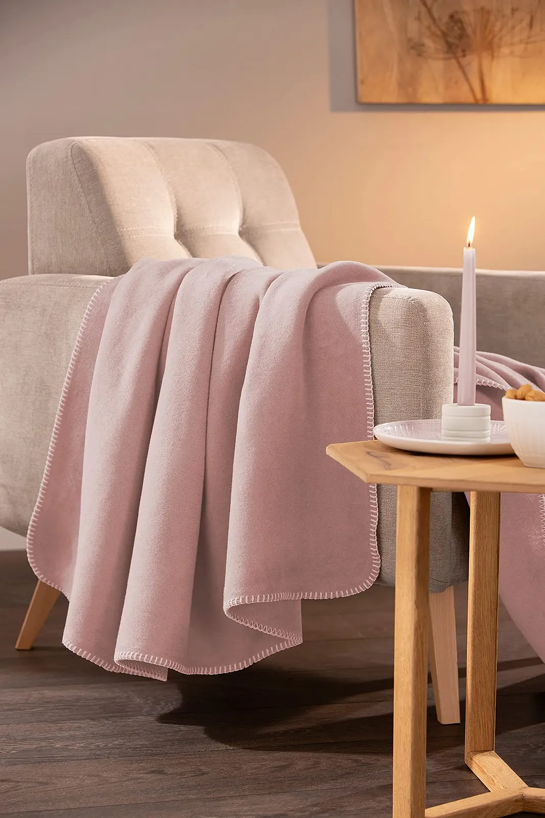 Одеяло Villeroy & Boch One Powder Мягкое Плюшевое Одеяло из Хлопковой Смеси Розовый цвет, 150 x 200 см, фото №3