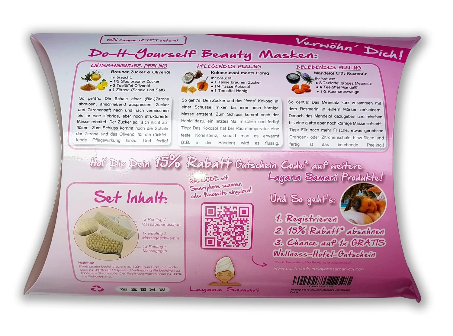 Набір для пілінгу (3 шт.) - рукавичка для пілінгу, ремінь для пілінгу, спонж для пілінгу, фото №3