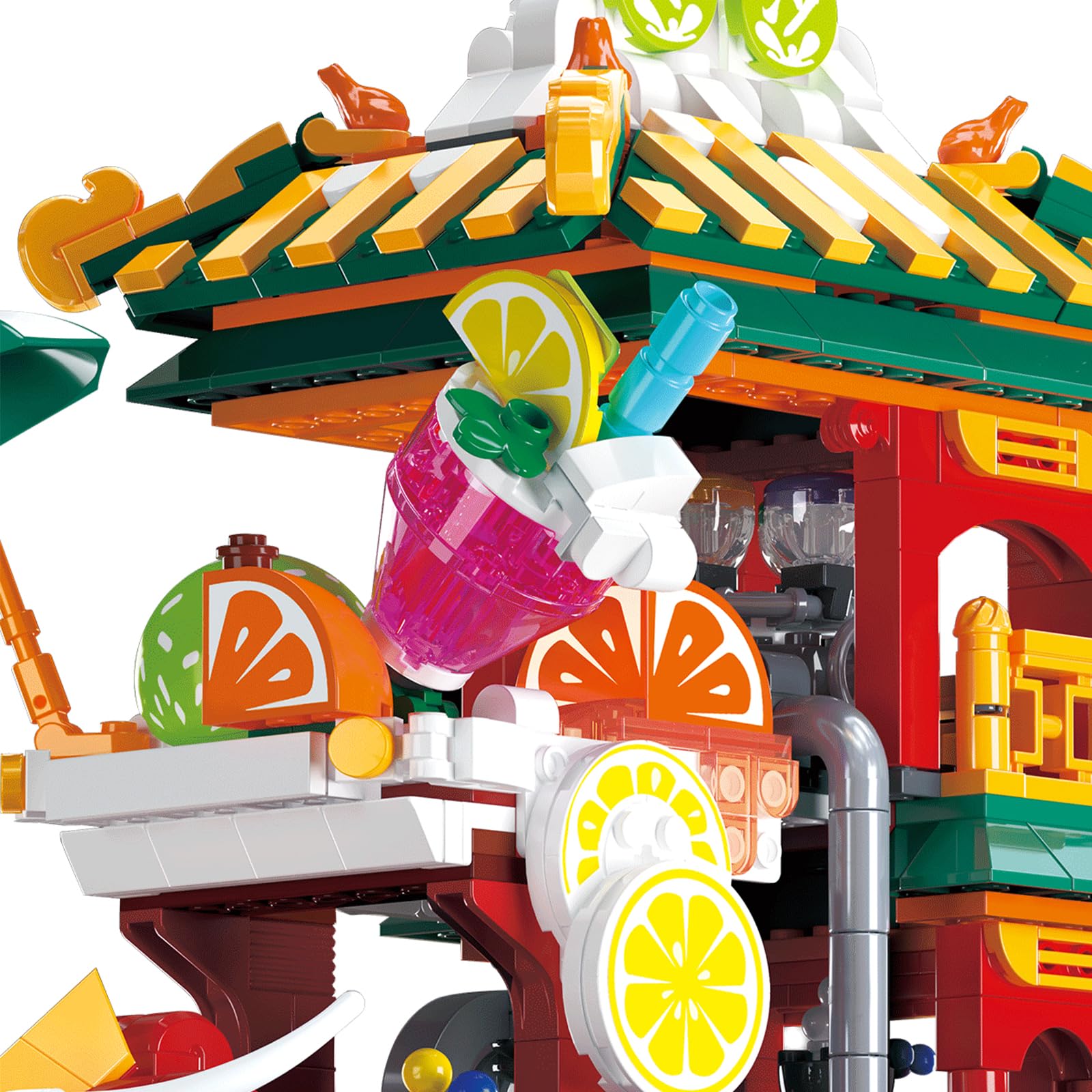 Блоки Hallisun City Ice Drink Shop Truck Mini Stone Street Landscape Creative Architecture Educational Toy, фото №4