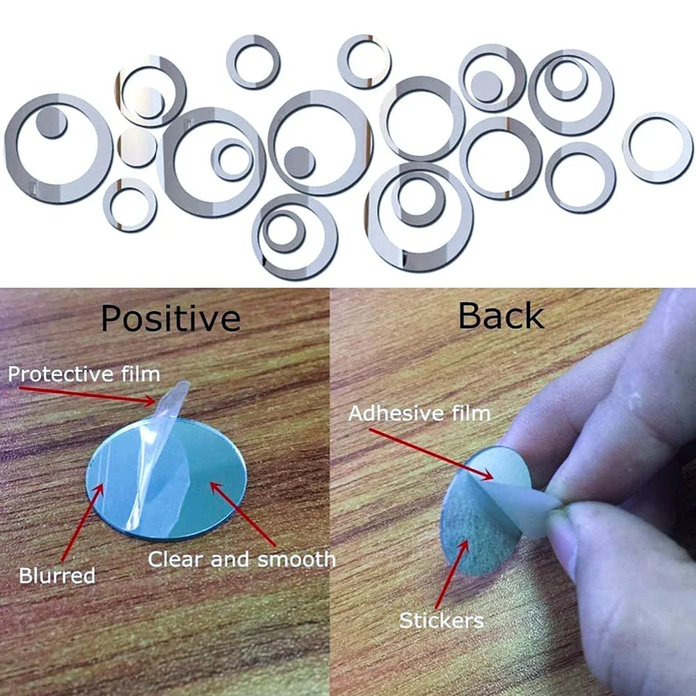 Наклейки на стіну 3D Mirror 48 шт. Акрилові Круглі Дзеркальні Сріблясті, фото №4 Наклейки на стіну 3D Mirror 48 шт. Акрилові Круглі Дзеркальні Сріблясті, фото №4