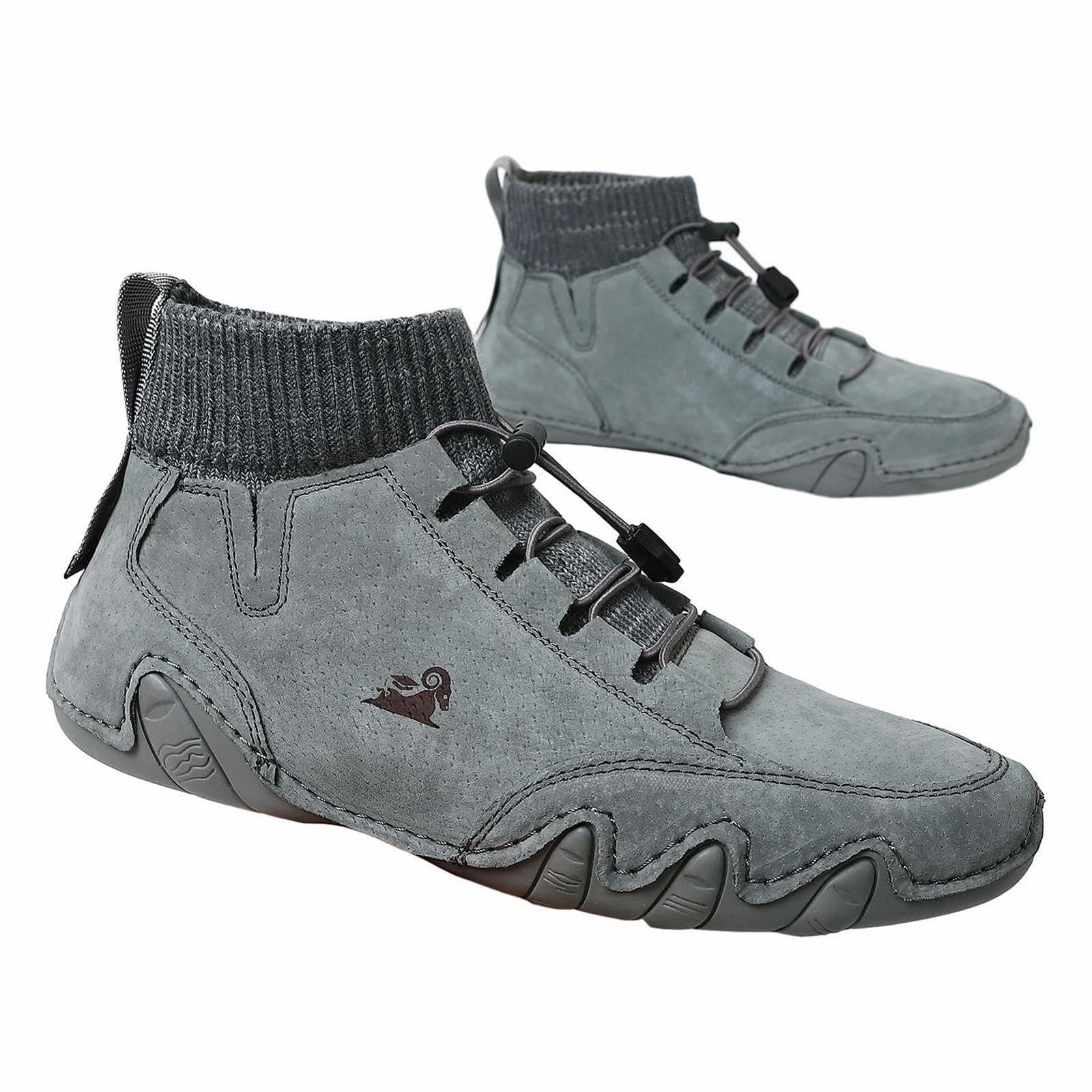Черевики Honhoha Італійські чоловічі Waterproof - Breathable Magic Sticker Unisex Outdoor - Non-Slip High Top Leisure Trainers для чоловіків для хайкінгу, сірі, фото №5