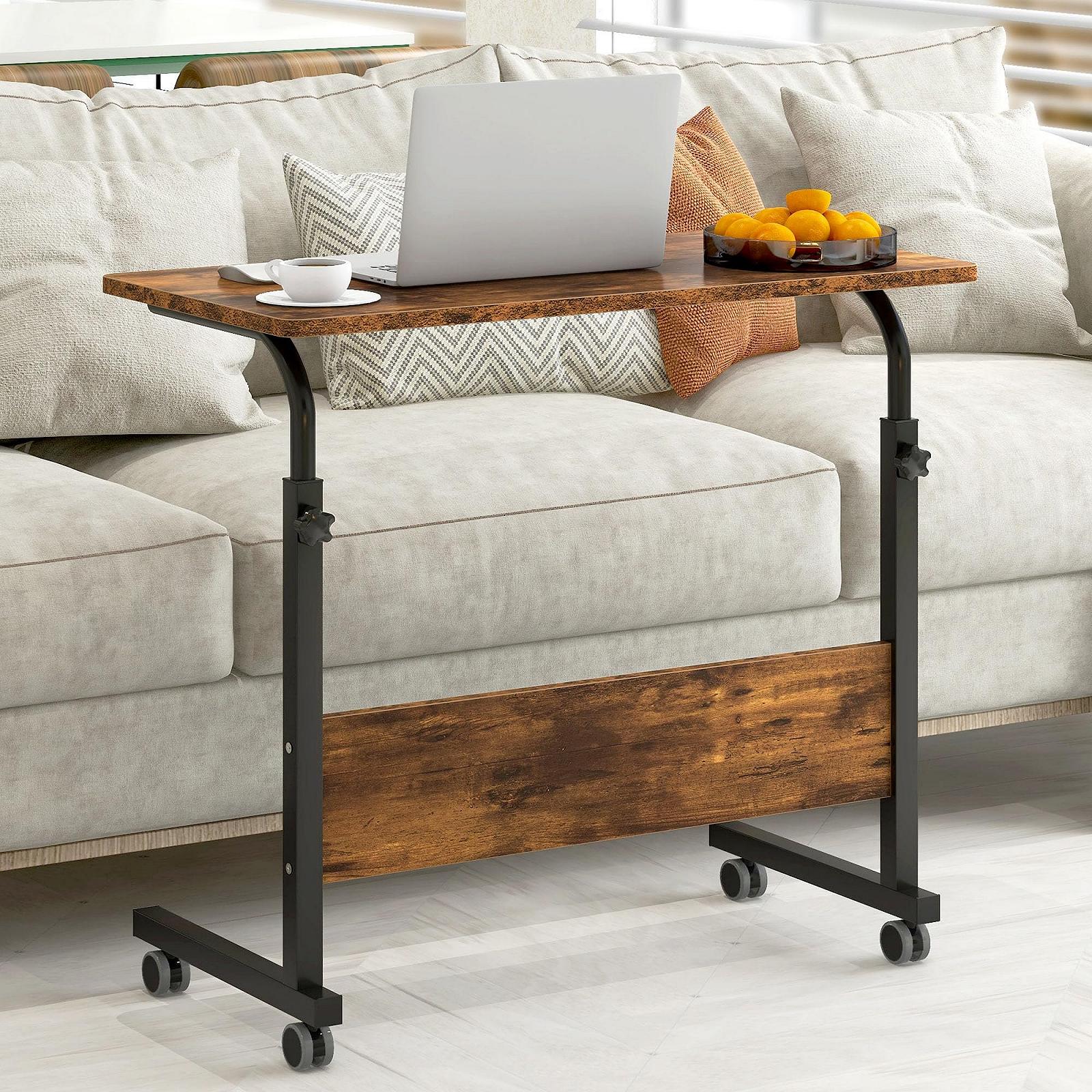 Столик для ноутбука Soges, приставной столик на колесиках, регулируемый по высоте столик для ПК, столик для ноутбука, подставка для ноутбука, столик для ухода за кроватью и диваном, 80 x 40 см, фото №3