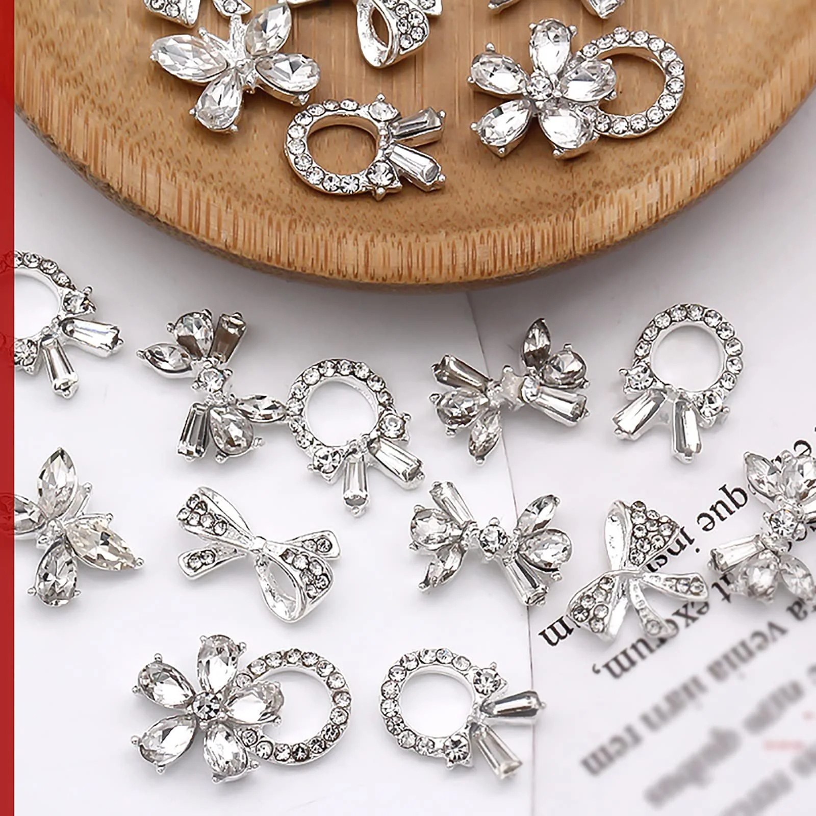 Стрази Метелик-Бантик Сріблястий, 10 шт, фото №7