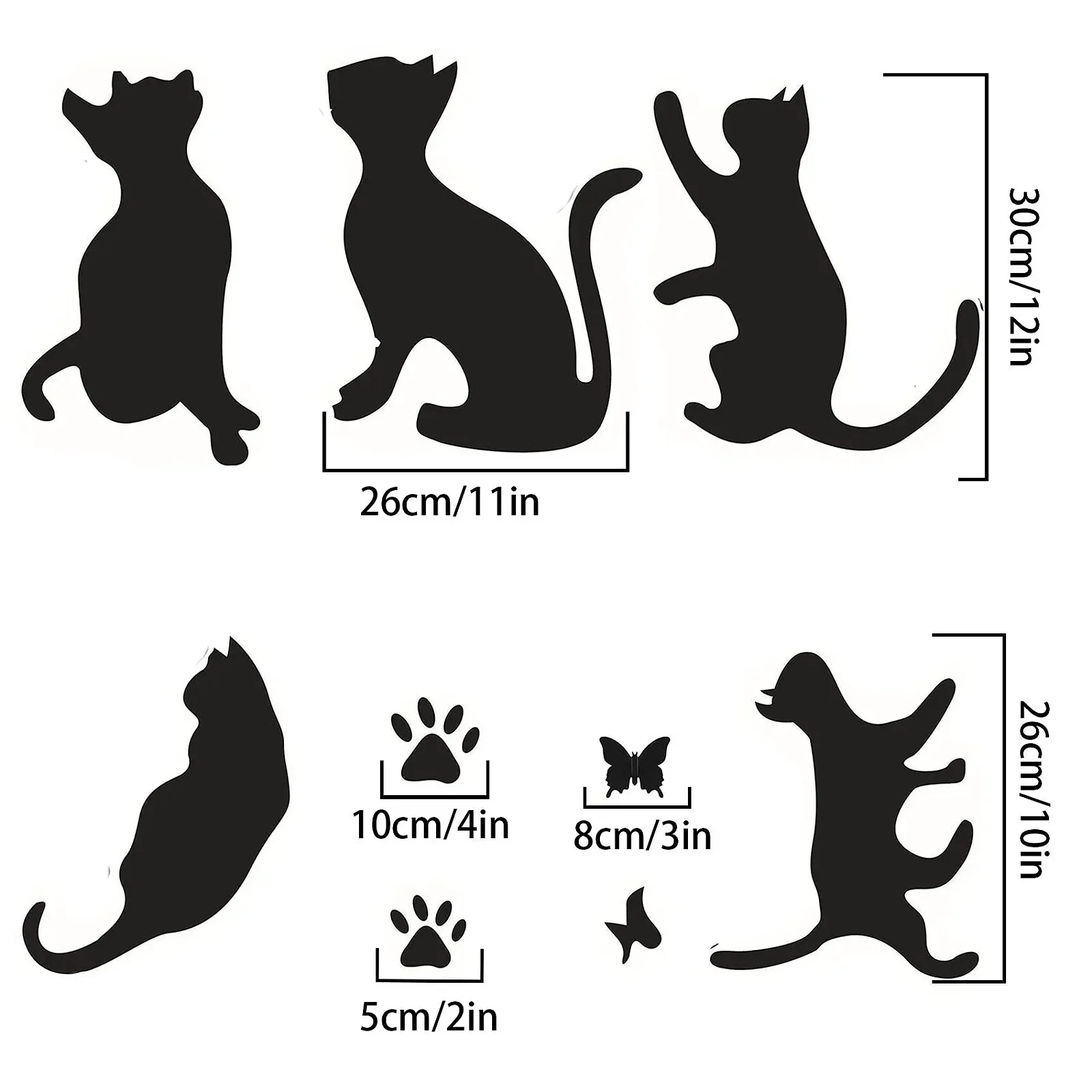 Настінна наклейка 5 Black Cat Stickers Paw Patrol Party Кішки Метелики Чорний, фото №5