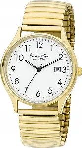 Мужские Часы Eichmüller Classic Сталь 38мм Кожаный/Металлический Ремешок 5ATM Кварцевый День и Дата, Золотой-белый/гибкий ремешок полированный, Браслет - Фото 1