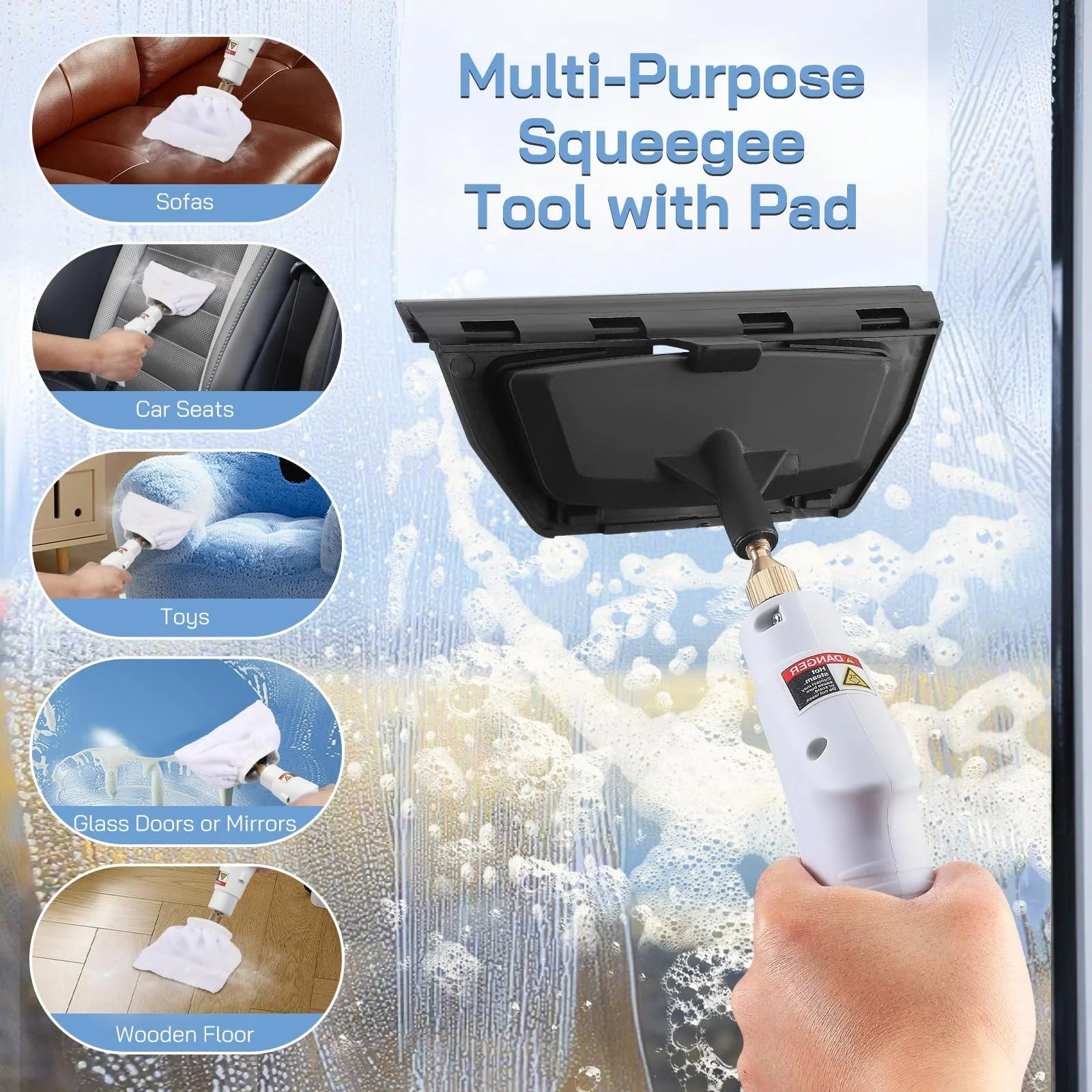 Пароочисник ручний 2500 Вт 1,1 л 9 режимів 6 насадок Дисплей, фото №7