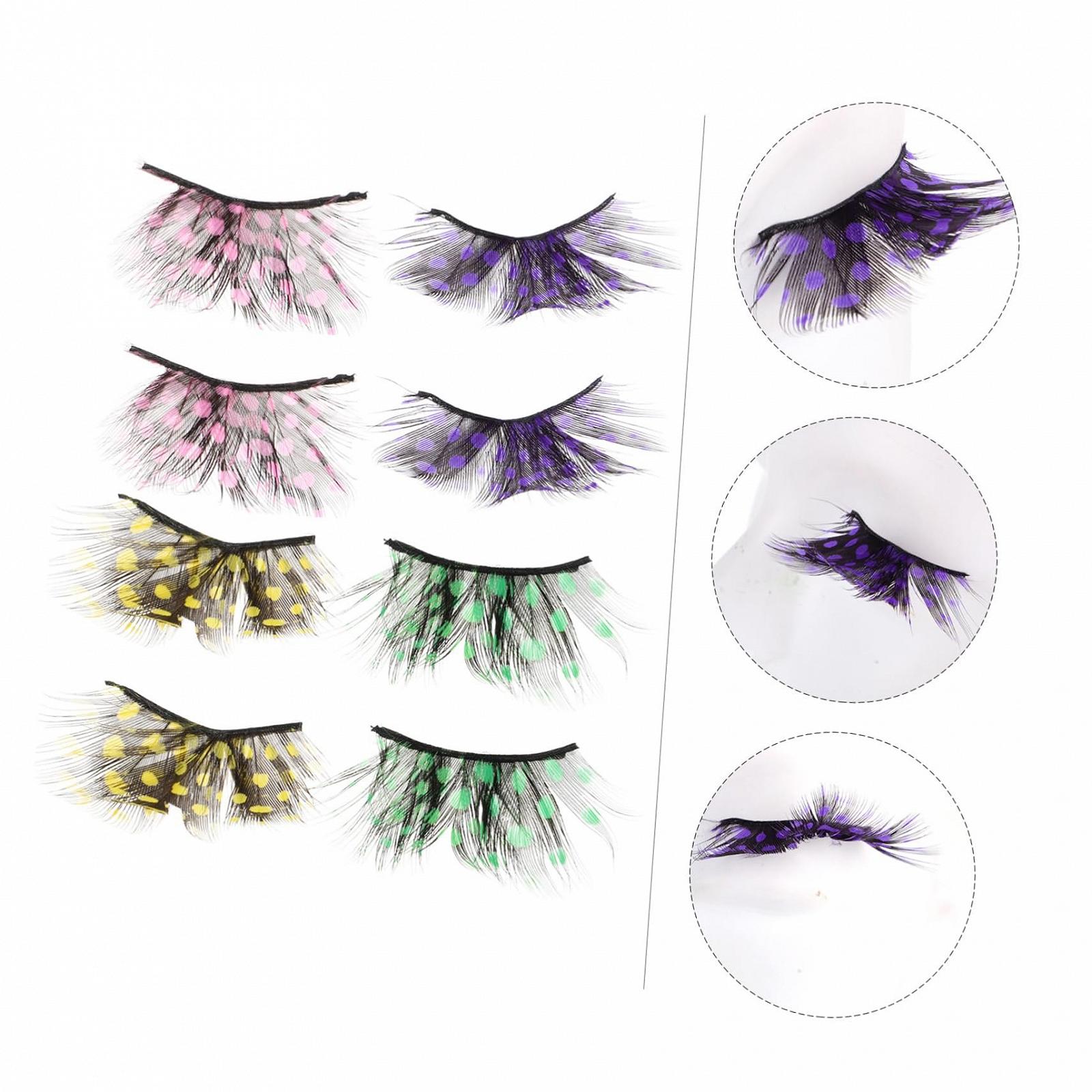 Нарощені вії Angoily 4 пари товсті перехресні драматичні для Хелловіну інструмент для зняття гелю довгі вії Павлиний око пухнасті пір'я, фото №3