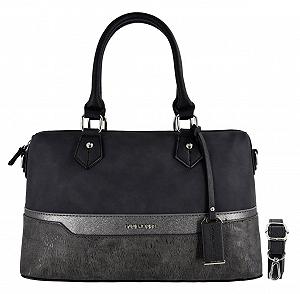 Сумка З Верхньою Ручкою David Jones Bugatti Polochon Duffle, Багатокольорова Смугаста, з Нубуку з Блискітками, Жорстка Штучна Шкіра, Чорна - Фото 1