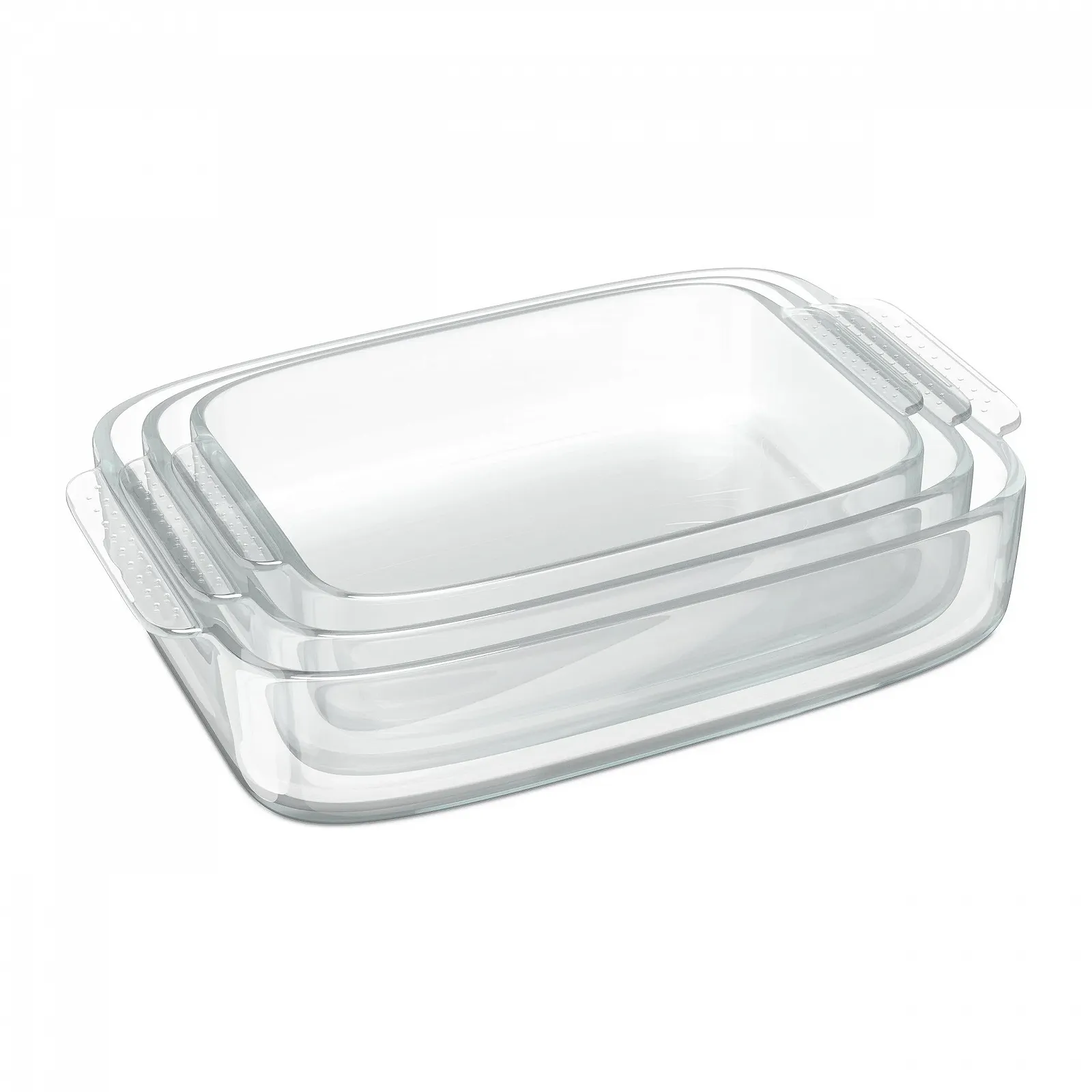 Набір скляних форм для запікання Relaxdays 3 шт. Квадратні Прозорі, фото №1