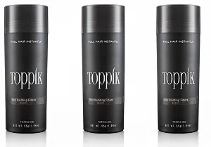 Загуститель для волос TOPPIK 3 x 55 г Волокна для загущения рассеянных волос Цвет Черный (Без запаха, Кератин, Все типы волос) - Фото 1