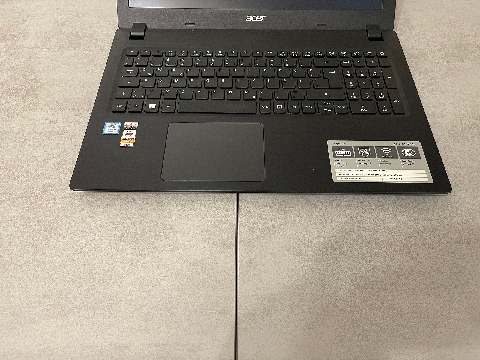 Ноутбук Acer Aspire A315-51 15,6" FHD, i3-6006U, 12GB, 256GB SSD, фото №5