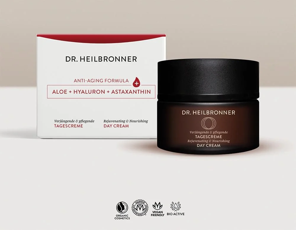 Денний крем Dr. Heilbronner Organic Anti-Ageing з гіалуроновою кислотою, алое вера, астаксантином, мигдальною олією та олією жожоба зволожувальний 50 мл, фото №3