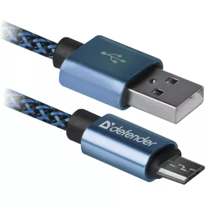 Дата кабель USB 2.0 AM to Micro 5P 1.0m USB08-03T blue Defender 87805, фото №1 Дата кабель USB 2.0 AM to Micro 5P 1.0m USB08-03T blue Defender 87805, фото №1
