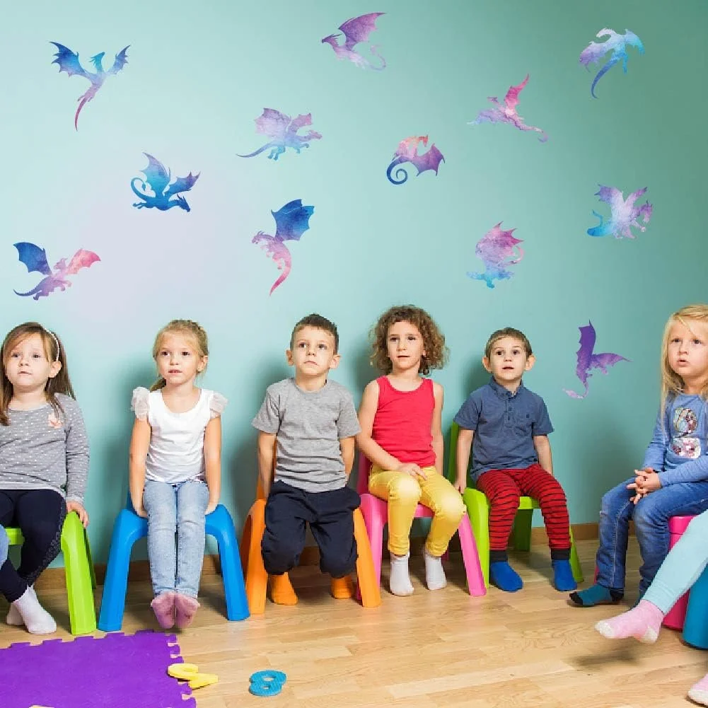 Наклейка на стіну SUPERDANT Watercolour Dragon Silhouette Прозора Вінілова, фото №4