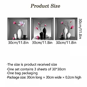Наклейки на стіну 30 x 30 см Рослини та вази Набір 3 шт. 3D Самоклейні synthetic.ua - Фото 1
