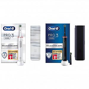 Зубная щетка электрическая Oral-B PRO 3 3500, белая и Зубная щетка электрическая PRO 3 3500, 2 сменные насадки, с 3 режимами чистки и визуальным контролем давления 360°, дорожный футляр, черная - Фото 1