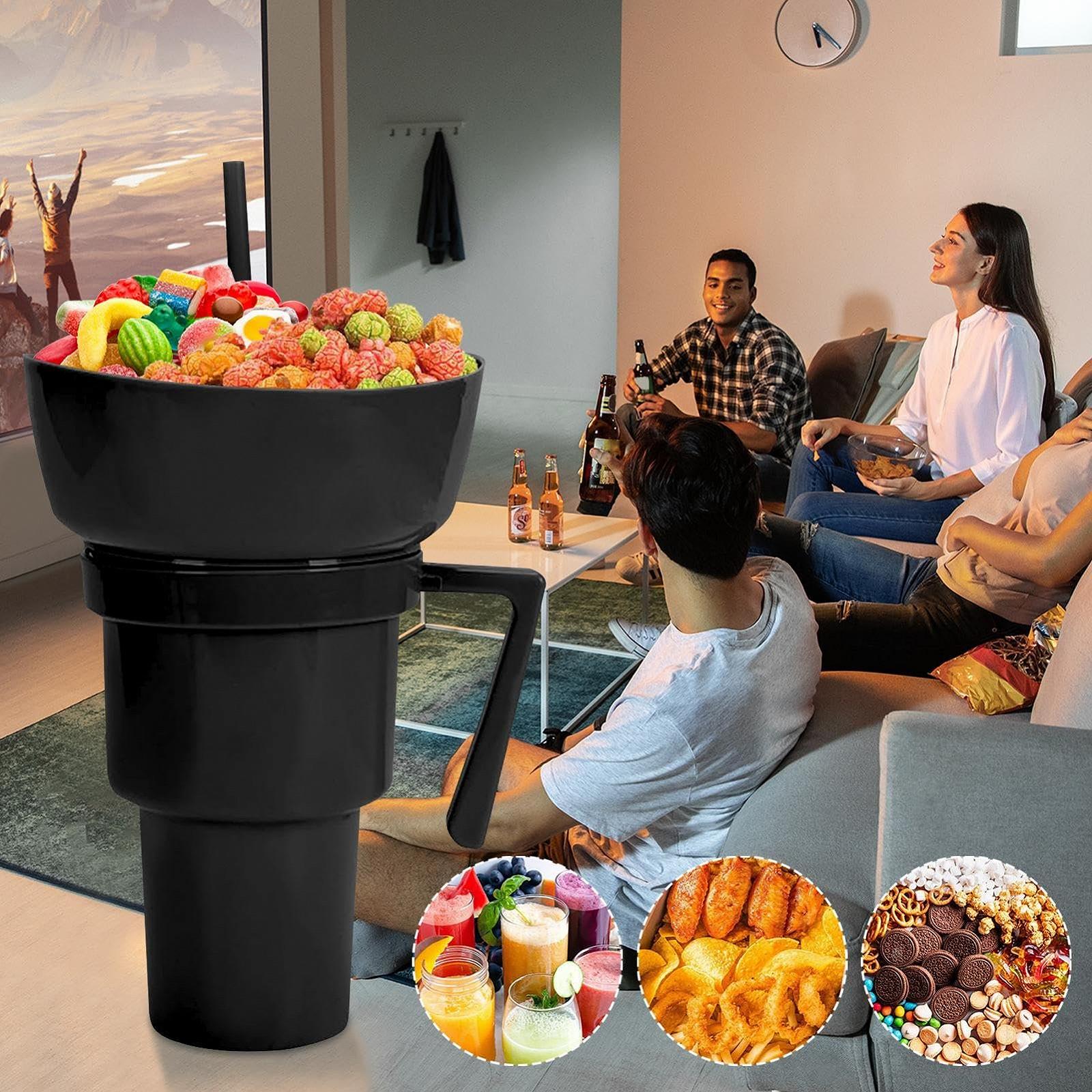 Кухоль 2-в-1 багаторазового використання для снеків та напоїв з соломинкою, фото №3 Кухоль 2-в-1 багаторазового використання для снеків та напоїв з соломинкою, фото №3