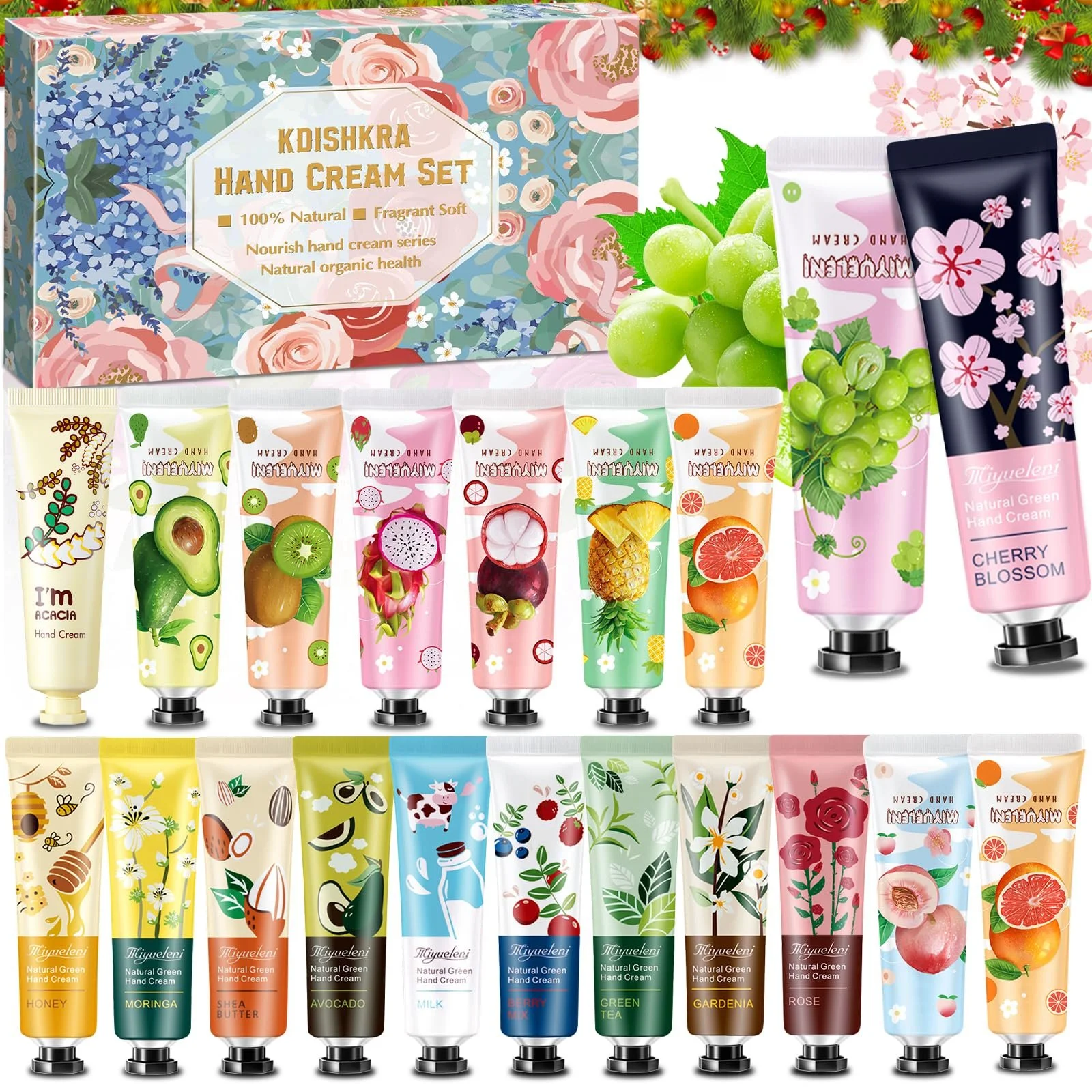Набор кремов для рук, 20 шт. Увлажняющий крем для рук и ног на рождество для сухой потрескавшейся кожи рук и ног для зимы, ароматный крем для рук и ног для женщин и мужчин, фото №1