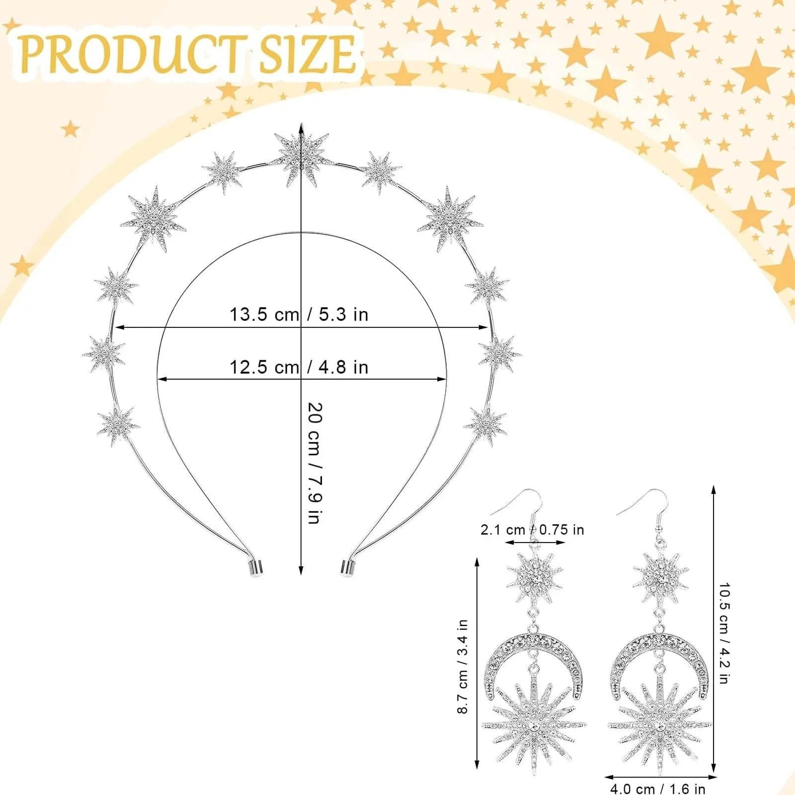 Обруч Звезды Луна Золотая, фото №2