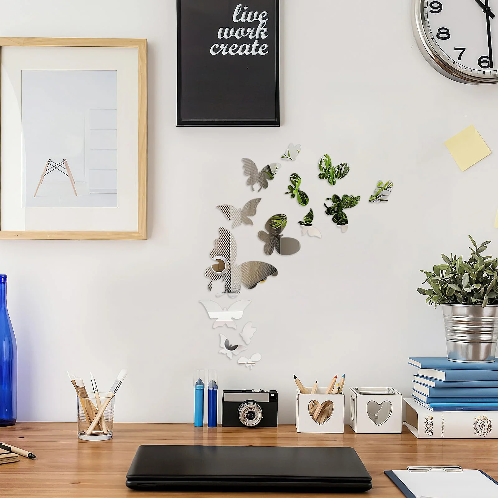 Зеркальная 3D наклейка на стену VORCOOL Butterfly акриловая 60 х 40 см серебристая, фото №3 Зеркальная 3D наклейка на стену VORCOOL Butterfly акриловая 60 х 40 см серебристая, фото №3