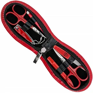 Набір для манікюру DREI SCHWERTER Piemont 6 предметів, штучна шкіра, червоний - Фото 1