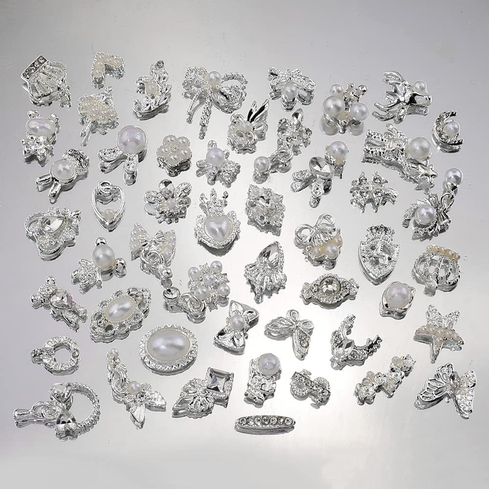 3D Срібло Метелик, квітка, бант, корона, змія, кролик, зірка, Прикраса для нігтів, фото №3