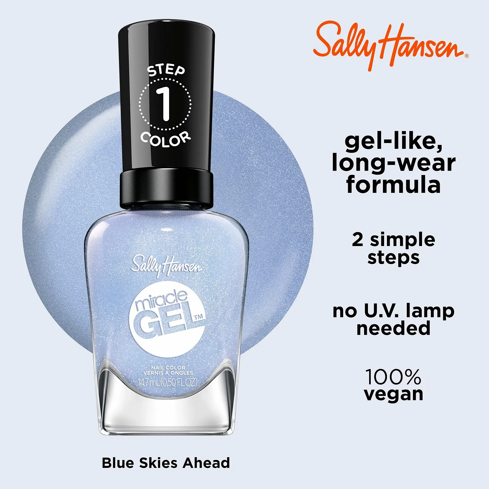 Гель-лак Sally Hansen Miracle Gel 627 Blue Skies Ahead, фото №4 Гель-лак Sally Hansen Miracle Gel 627 Blue Skies Ahead, фото №4