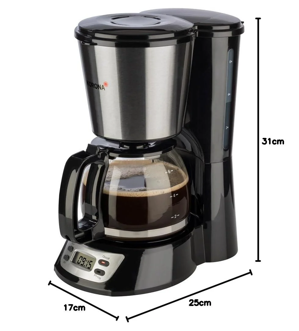 Фильтрационная кофеварка Korona 12113 650 Вт 6 чашек с таймером Черный/Нержавеющая сталь, фото №7
