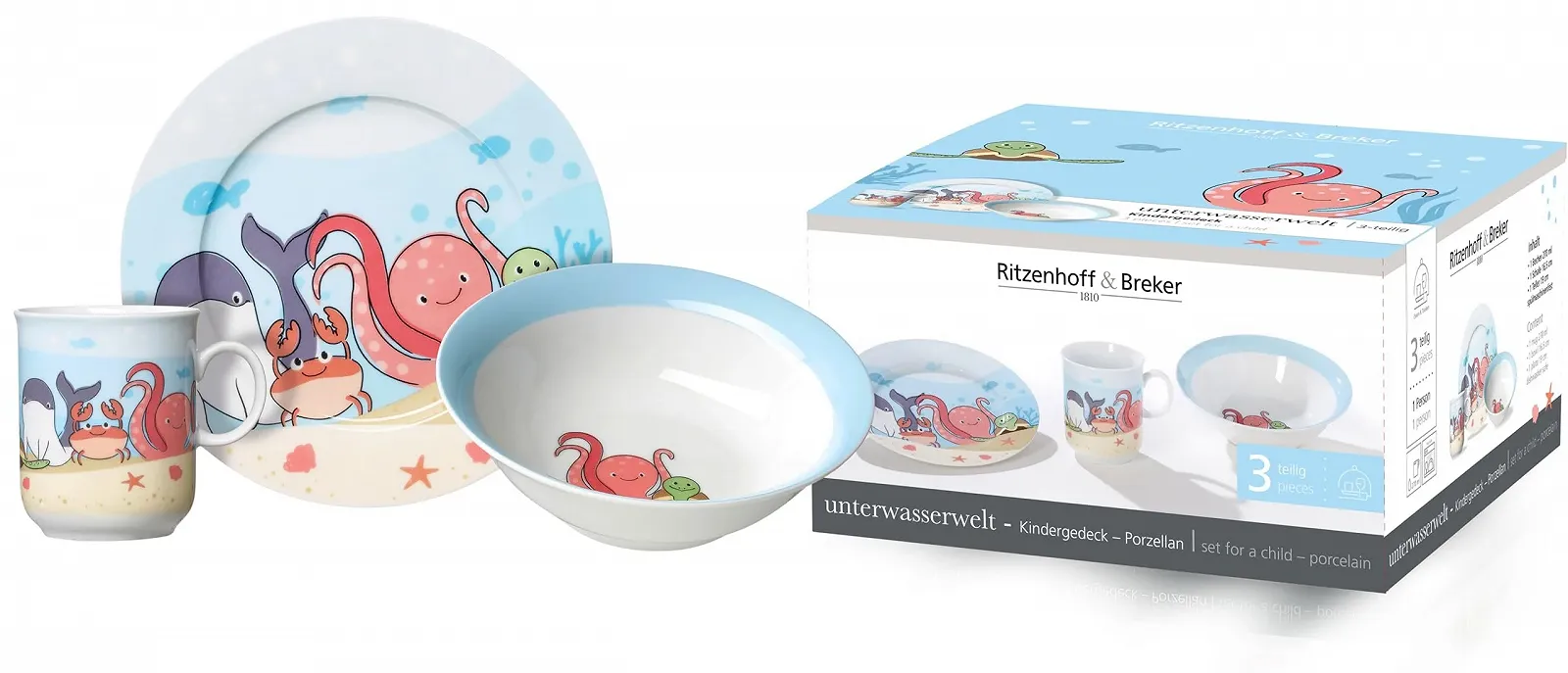 Детский набор посуды Ritzenhoff & Breker Underwater World, 3 предмета, фото №2 Детский набор посуды Ritzenhoff & Breker Underwater World, 3 предмета, фото №2