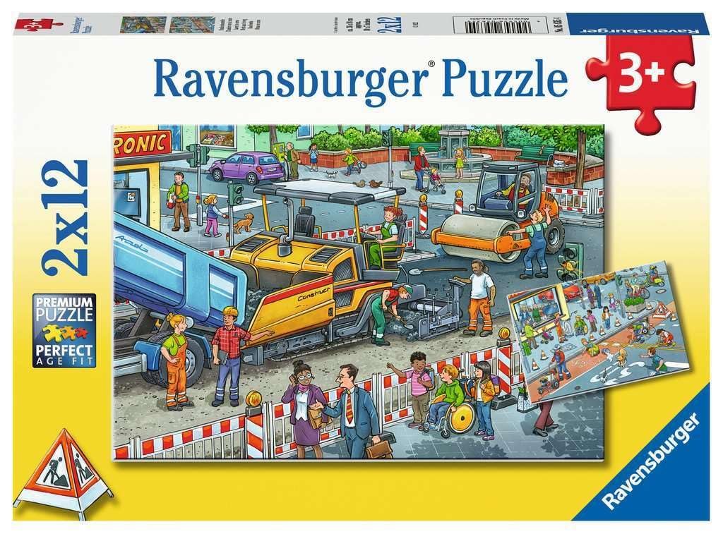 Пазл Ravensburger Children's Puzzle Road Construction Site 2 x 12 элементов для детей от 3 лет, фото №1