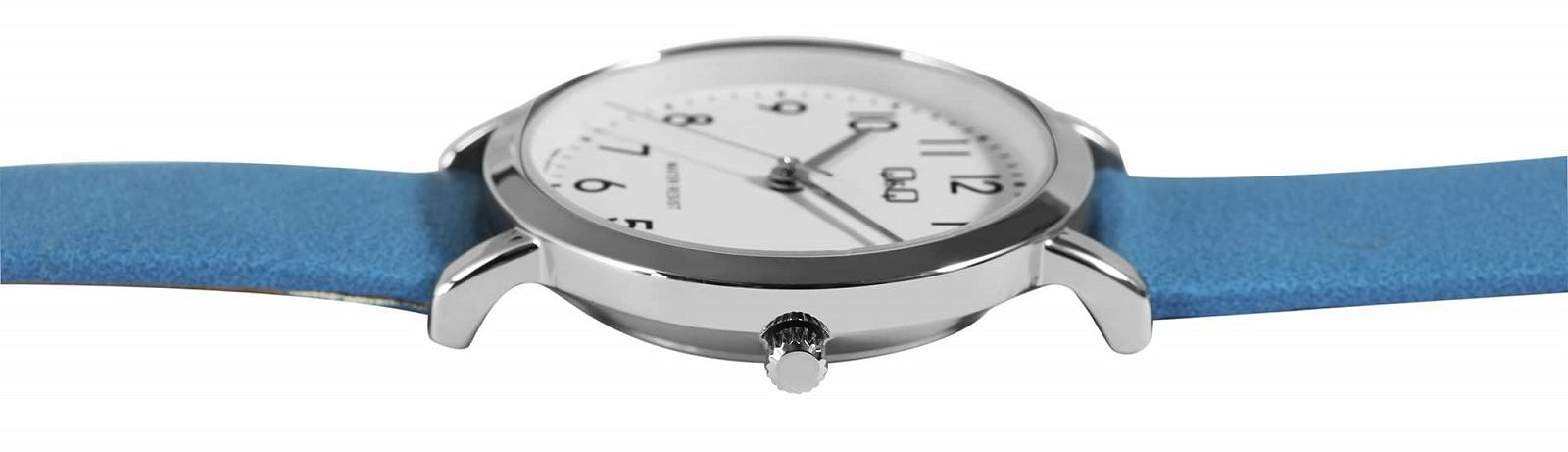 Женские часы Q&Q Ремешок из искусственной кожи Застежка-пряжка Дата 3 Bar Аналоговый Кварцевый (Синий), Ремешок., фото №4