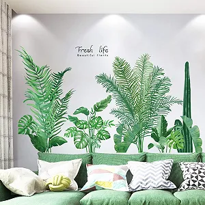 Наклейка на стіну TANOSAN Tropical Plants Green Plant Leaves Turtle Leaf Зелена - Фото 1