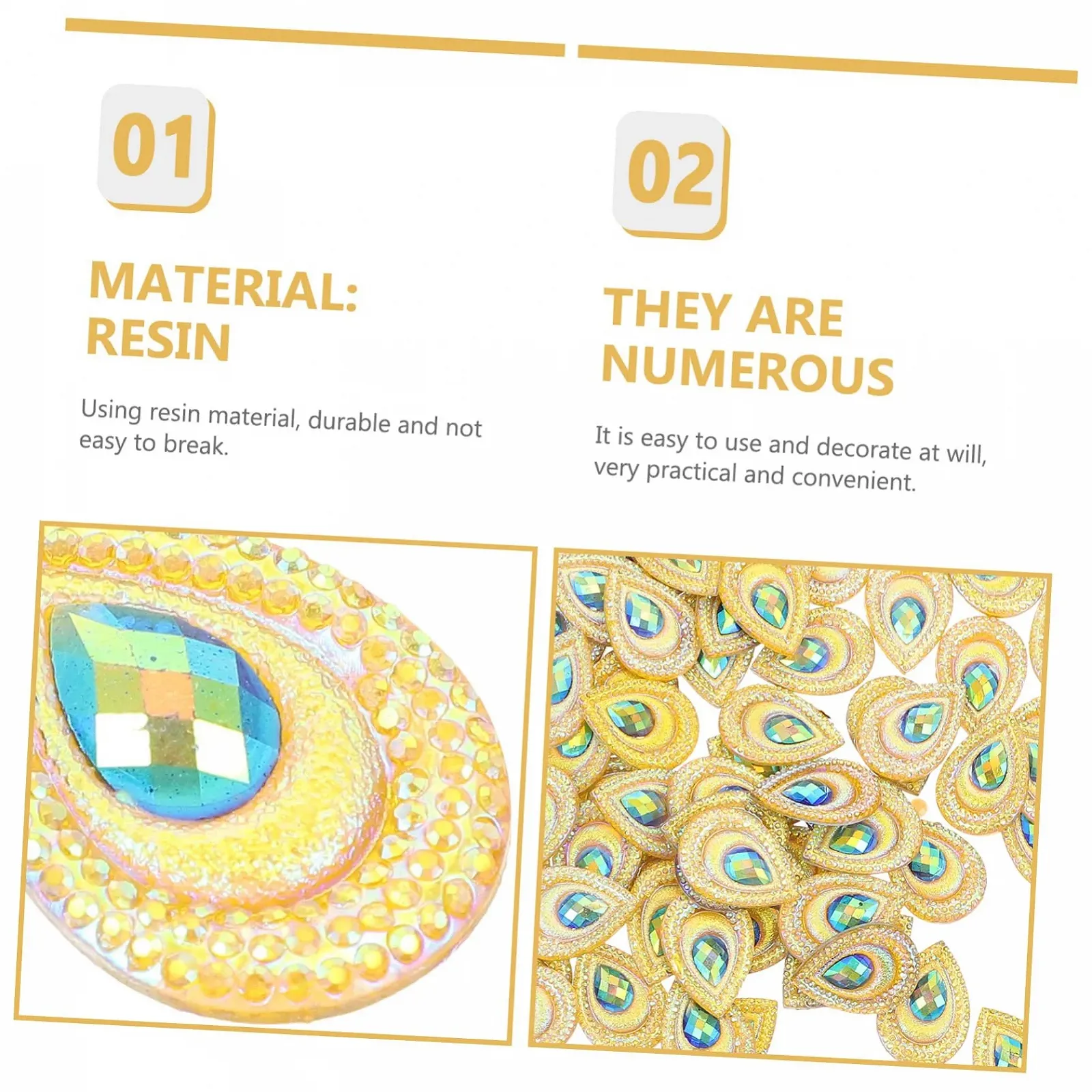 Набор Стразы Lurrose Набор 1 Капли из смолы в форме павлина для модных аксессуаров, фото №3