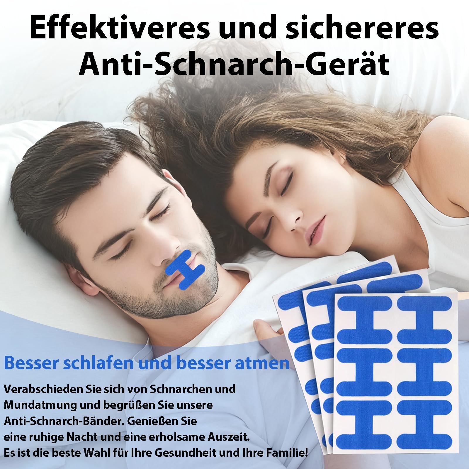 Пластыри для рта для сна (72 шт. в упаковке), H-образной формы, от храпа, помогающие дышать носом, фото №6