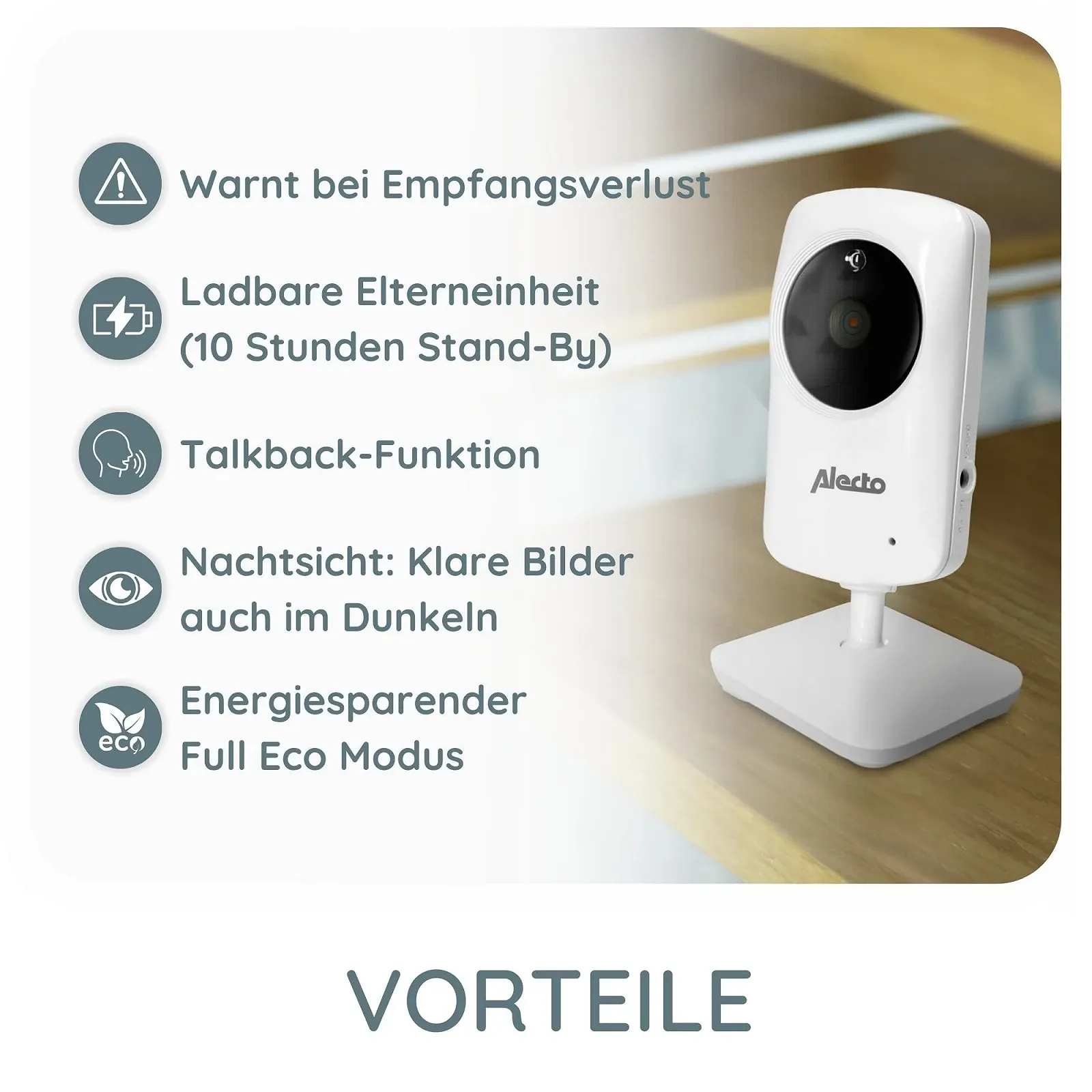 Відеоняня Alecto DVM-64 Wireless Night Vision Intercom High Range White, фото №3 Відеоняня Alecto DVM-64 Wireless Night Vision Intercom High Range White, фото №3
