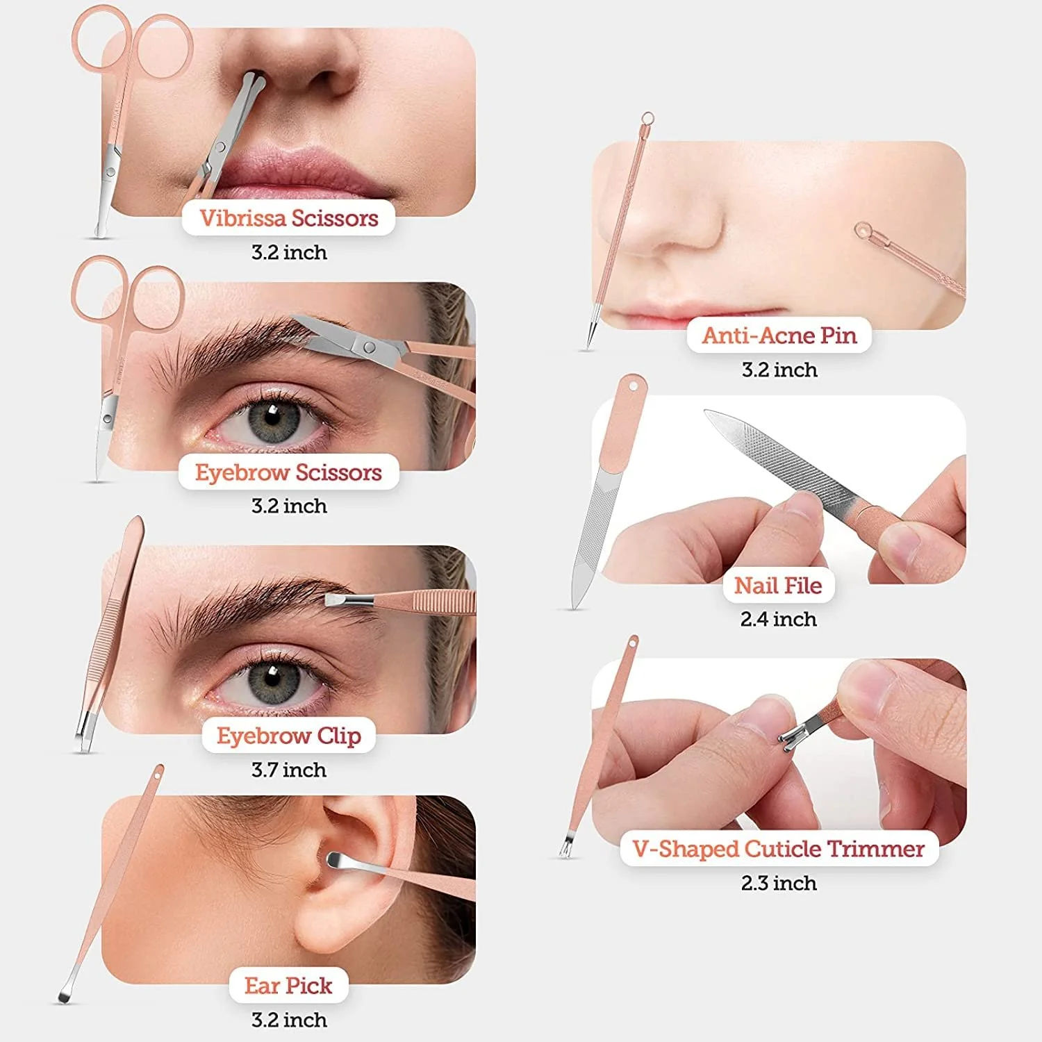 Набор для маникюра и педикюра 18 шт., нержавеющая сталь, с роскошным портативным дорожным футляром, розовое золото, фото №6 Набор для маникюра и педикюра 18 шт., нержавеющая сталь, с роскошным портативным дорожным футляром, розовое золото, фото №6