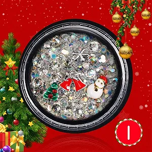 Стразы для ногтей Рождественские, Украшения для ногтей Рождественские сплавные блестки, Наклейки для маникюра, Ювелирные изделия DIY Украшения для ногтей (1# Белый AB + Серебряный сплав) synthetic.ua - Фото 1