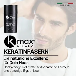 Пудра для волос Kmax Keratin 15 г, профессиональная пудра для объема волос с мгновенным загущением, пудра для корней, чтобы скрыть залысины - Черный synthetic.ua - Фото 1