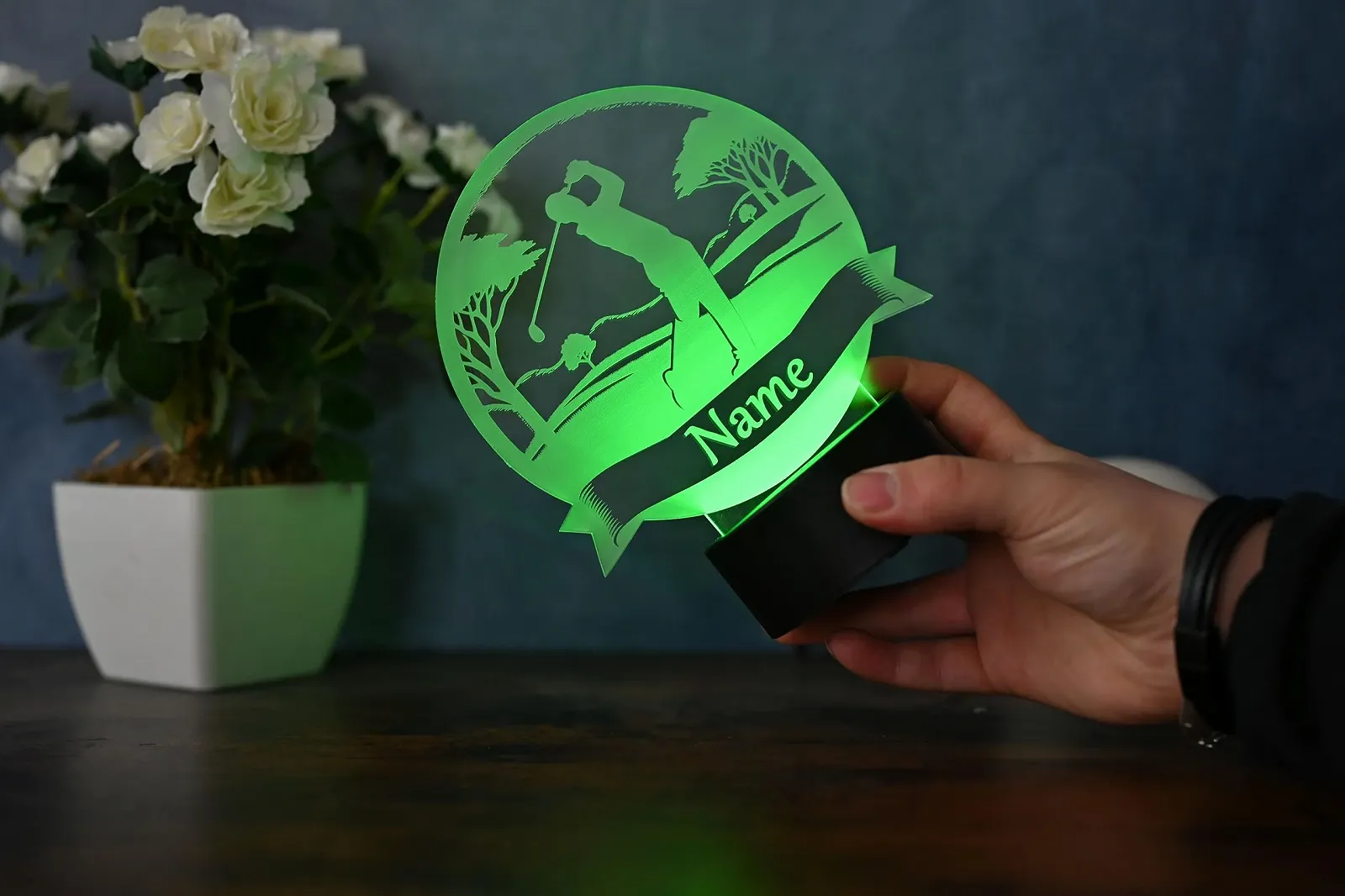 Настольная светодиодная лампа Персонализированный гольфист LED Creative с гравировкой имени, фото №5