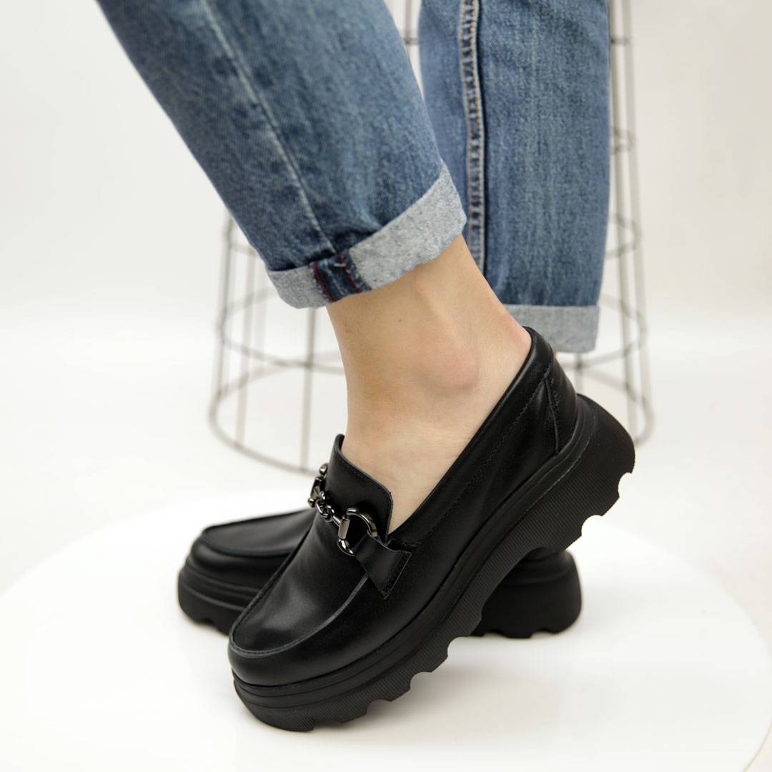 Туфлі Лофери жіночі шкіряні 4S 583948 Чорні 40, фото №5