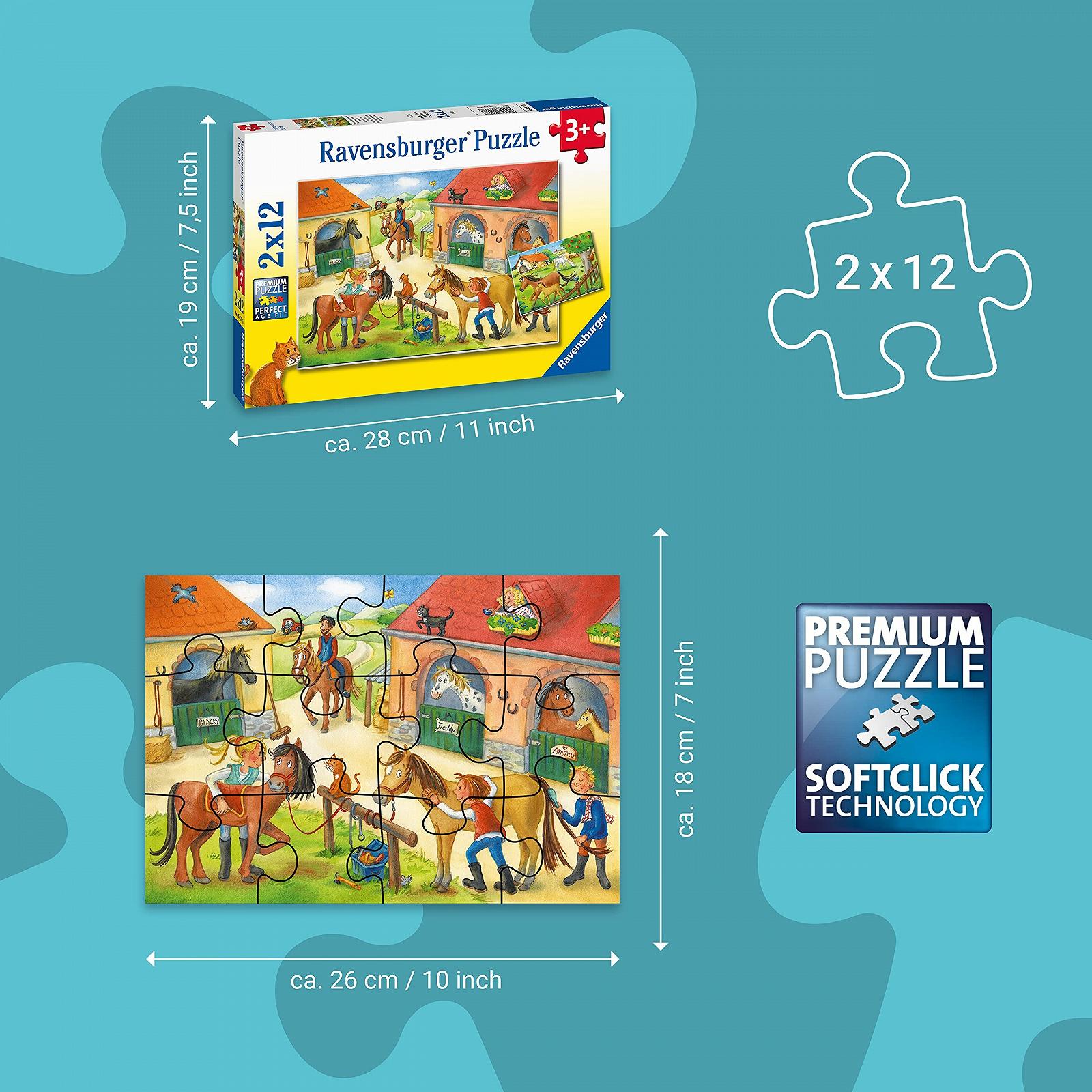 Детский пазл Ravensburger 05178 Holidays on the Horse Farm 2 x 12 элементов от 3 лет, фото №3