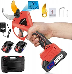 Електричні Секатори Акумуляторні Професійні Max 50 мм, Гострі Леза Sk7, 4000 mAh Садові Ножиці з Дисплеєм, 900 Вт з Безщітковим Двигуном для Садівництва, Фруктових Дерев - Фото 1