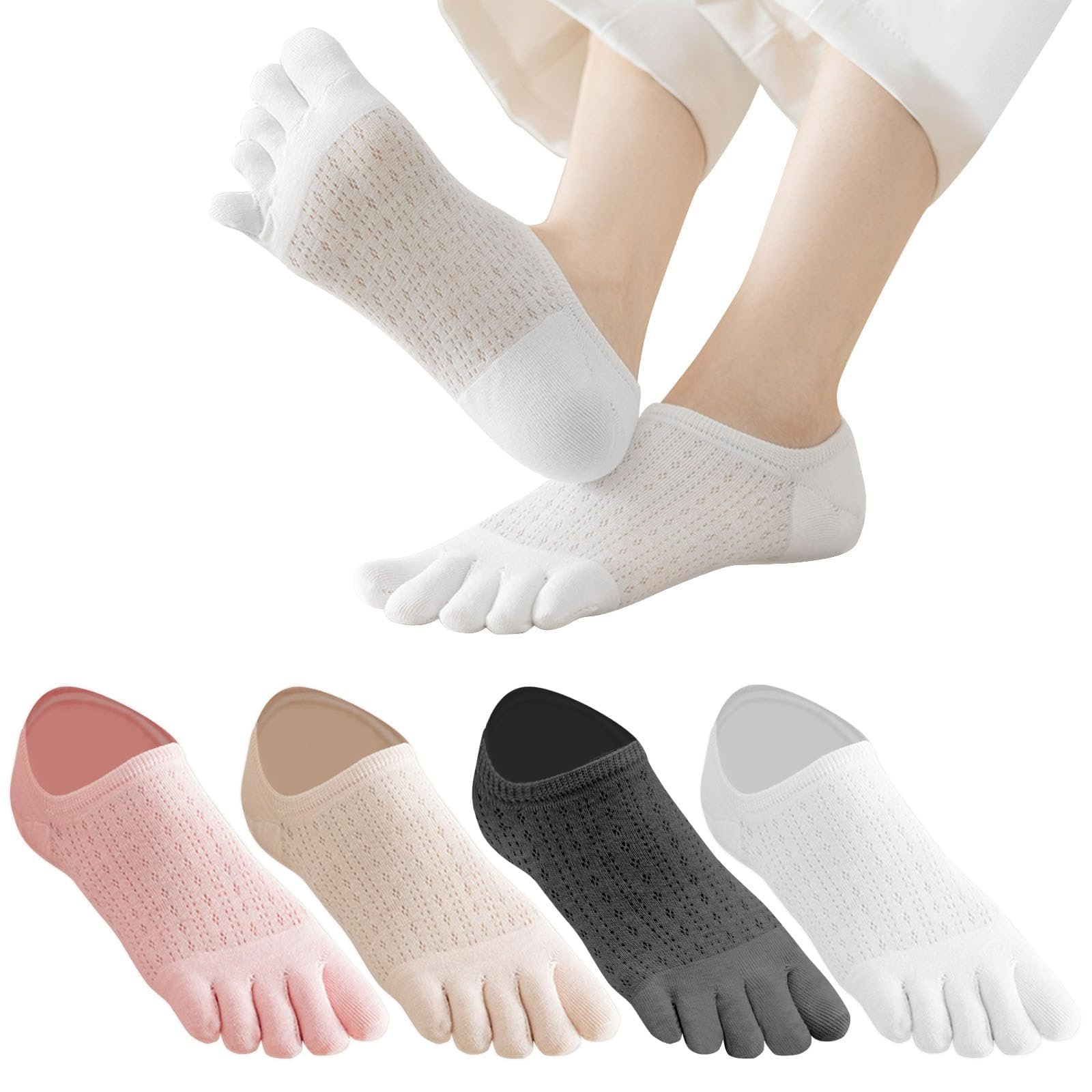 Носки для пальцев ZOCONE Женские 4 пары Дышащие и поглощающие пот Хлопковые спортивные носки, фото №1