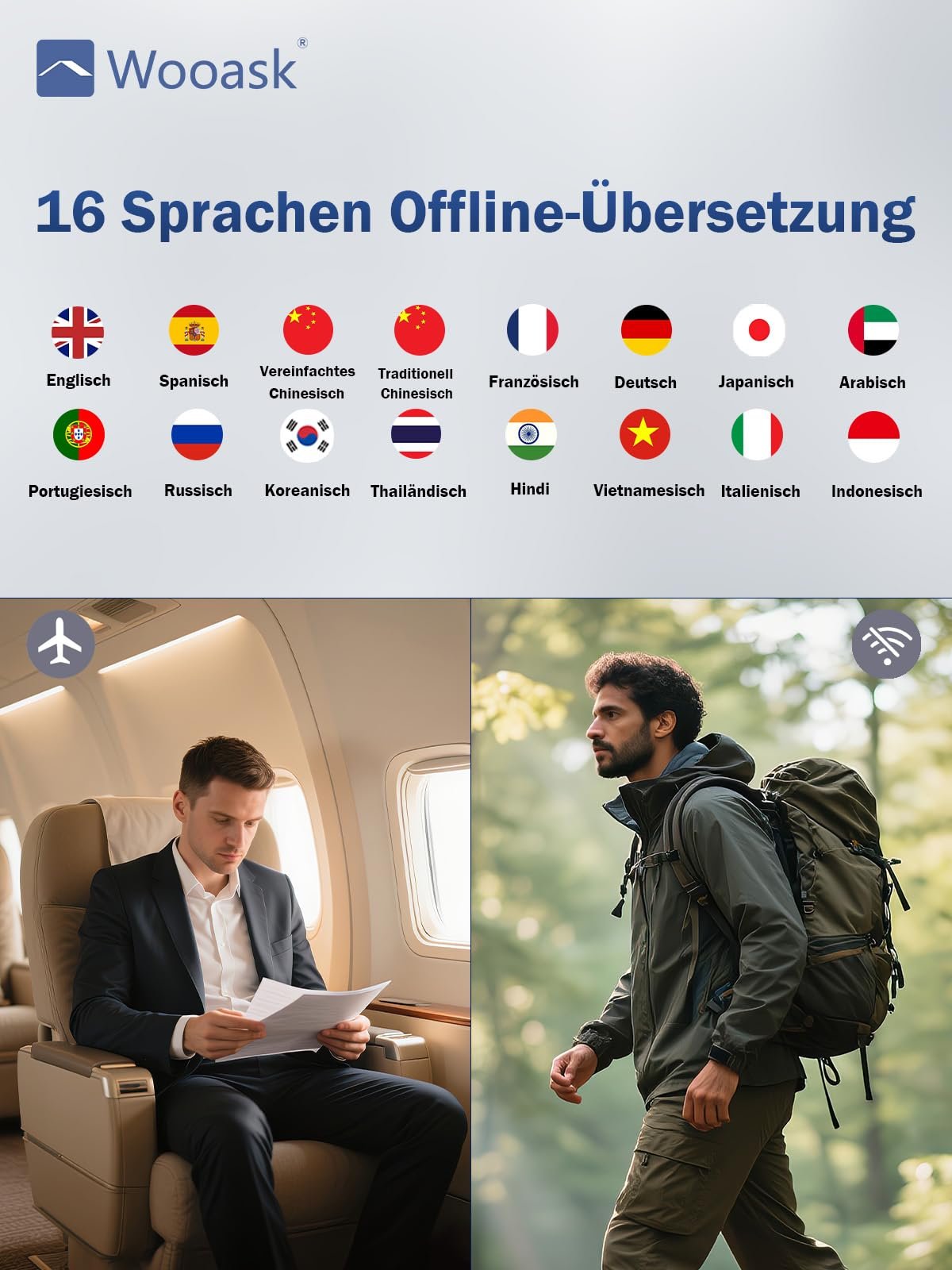 Навушники-перекладачі Wooask A8, 144 мови, 16 мов офлайн, фото №6 Навушники-перекладачі Wooask A8, 144 мови, 16 мов офлайн, фото №6