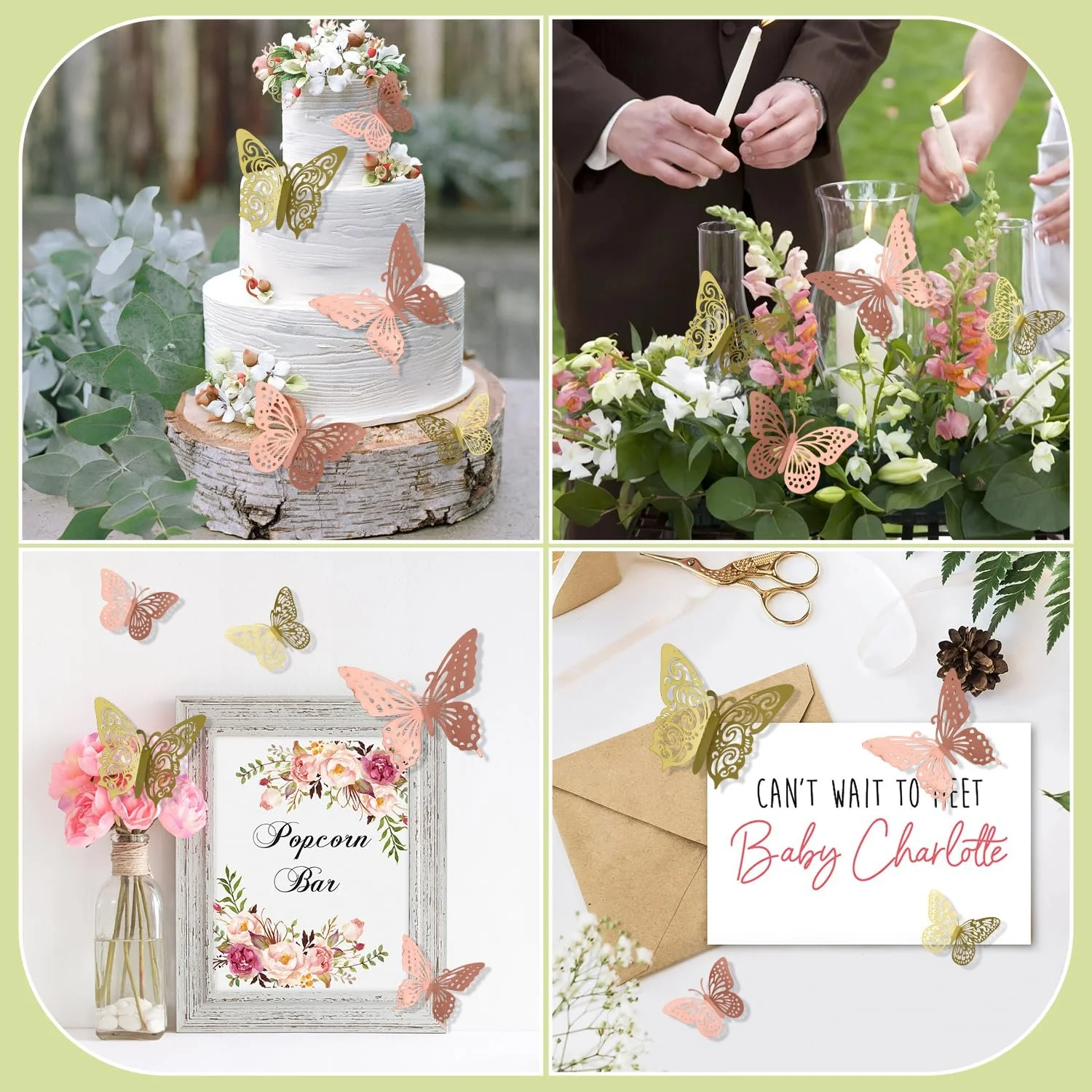 Декоративні наклейки Метелики 3D PET 24 шт. Золото та рожеве золото, фото №7 Декоративні наклейки Метелики 3D PET 24 шт. Золото та рожеве золото, фото №7