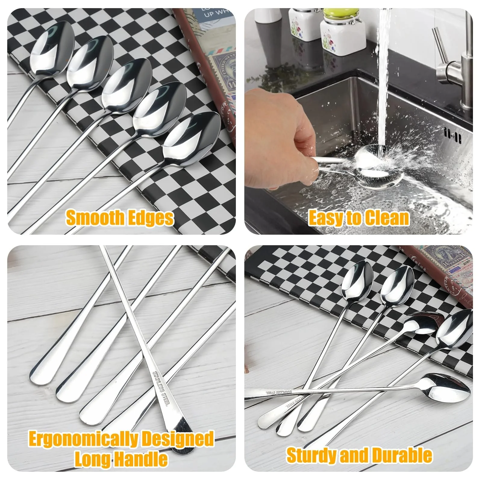 Ложка Довга з нержавіючої сталі для лате макіато 20 см, набір 12 штук, фото №3 Ложка Довга з нержавіючої сталі для лате макіато 20 см, набір 12 штук, фото №3