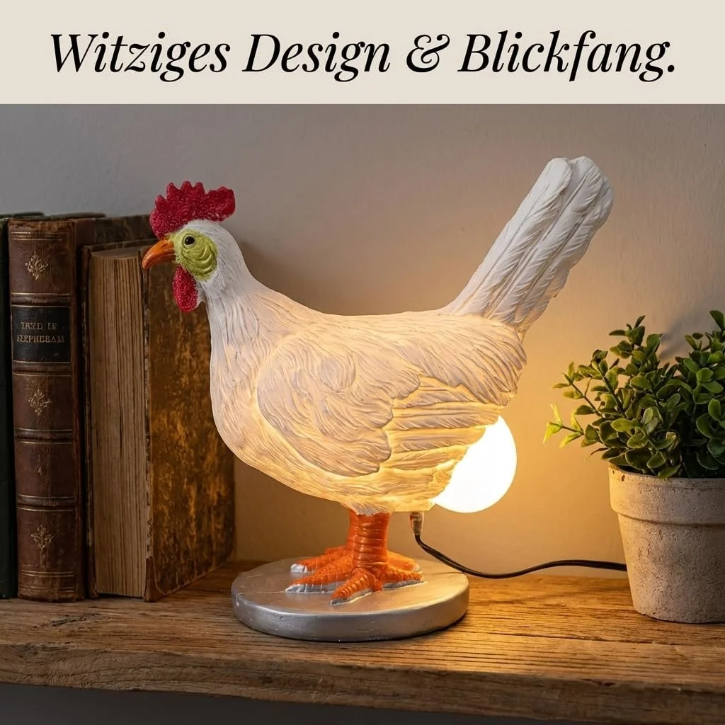 Настільна лампа Ejoyous Chicken Lamp Куряче яйце Полірезин Білий, фото №2
